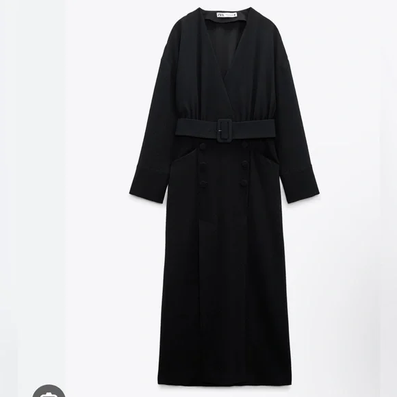 Zara Dresses Zara Wrap V-Neck Long Sleeve Belted Mid - Picture 3 of 10